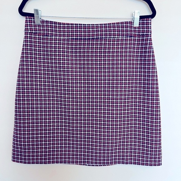 J. Crew Red and Navy Wool Houndstooth Skirt size 12 - Picture 1 of 7